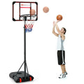 Height-Adjustable Basketball Hoop System (6.3–8.1 FT) with Wheels and Ball Storage