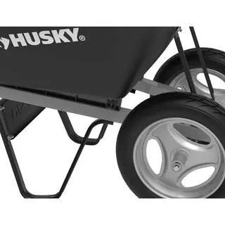Husky 6 Cu. Ft. Poly Dual Wheel Wheelbarrow with Flat-Free Tires