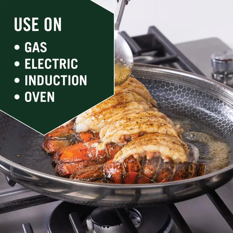 HexClad Hybrid Cookware Set – Dishwasher-Safe Nonstick Pans Compatible with All Stovetops