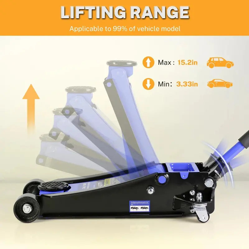 Low-Profile 4-Ton Floor Jack – Dual-Piston Trolley Lift, 4″–21″ Range, 8000 lb Capacity