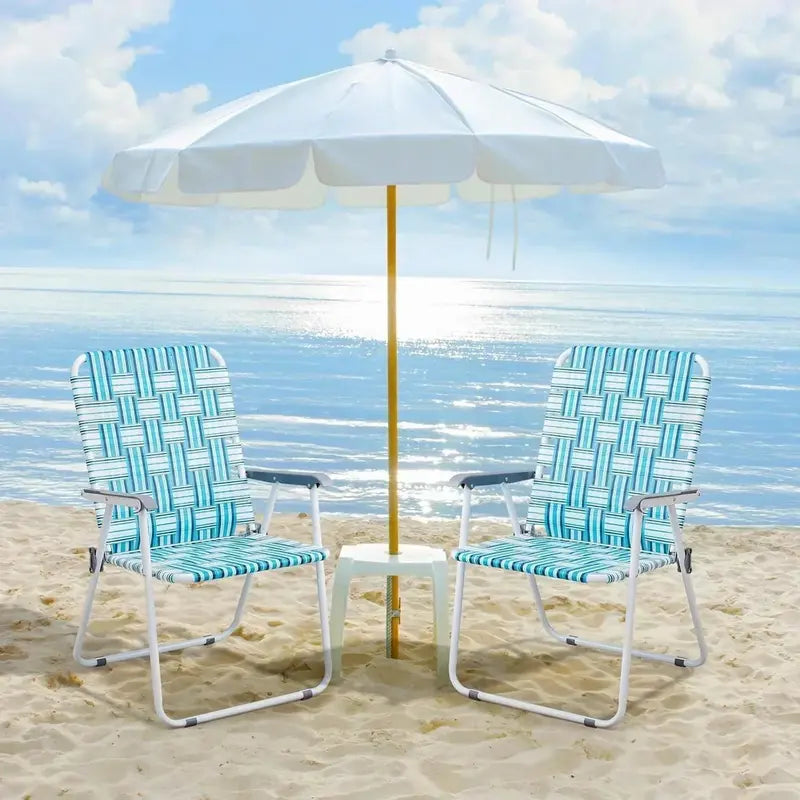 VINGLI Foldable Webbed Lawn Chairs — Pair of Lightweight, Portable Beach & Patio Seating Units