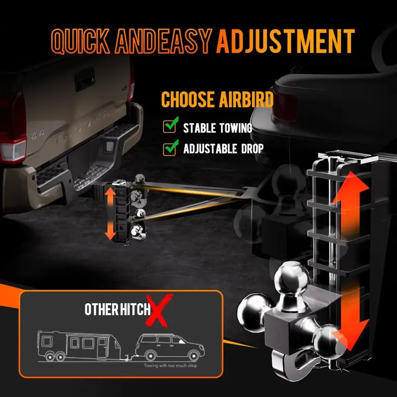 Heavy-Duty Tri-Ball Adjustable Trailer Hitch – 2-Inch Receiver, 17,000 LB Capacity