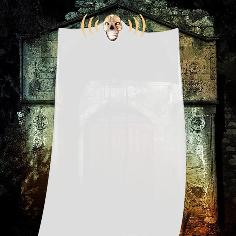 LED Hanging Ghost Light – Large Spooky Yarn Decor for Halloween Indoor/Outdoor Display