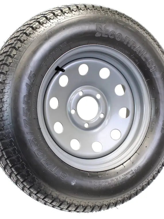 Trailer Tire and Wheel Assembly  ST205/75D15 on Silver Modular 5-Lug Rim