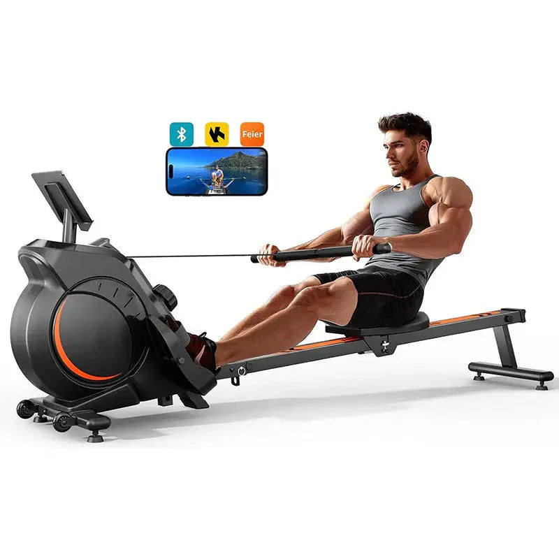 Foldable Magnetic/Water Hybrid Rowing Machine – Bluetooth-Enabled, 350lb Capacity, Tablet Holder & Ergonomic Seat