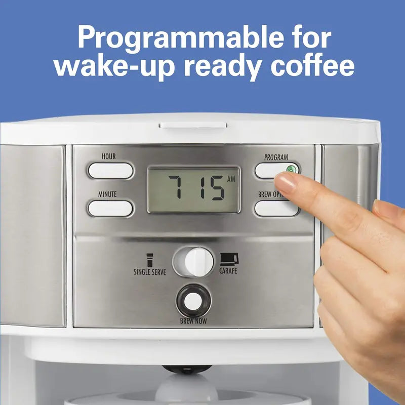 Hamilton Beach 2-Way 12-Cup Coffee Maker – Programmable Drip & Single-Serve Brewer with Auto Pause, Glass Carafe, and Black Finish