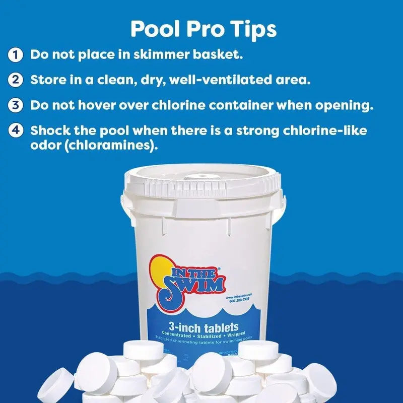 In The Swim 3″ Tri-Chlor Stabilized Tablets — 90% Available Chlorine, Individually Wrapped, Slow-Release Formula — 50 lb