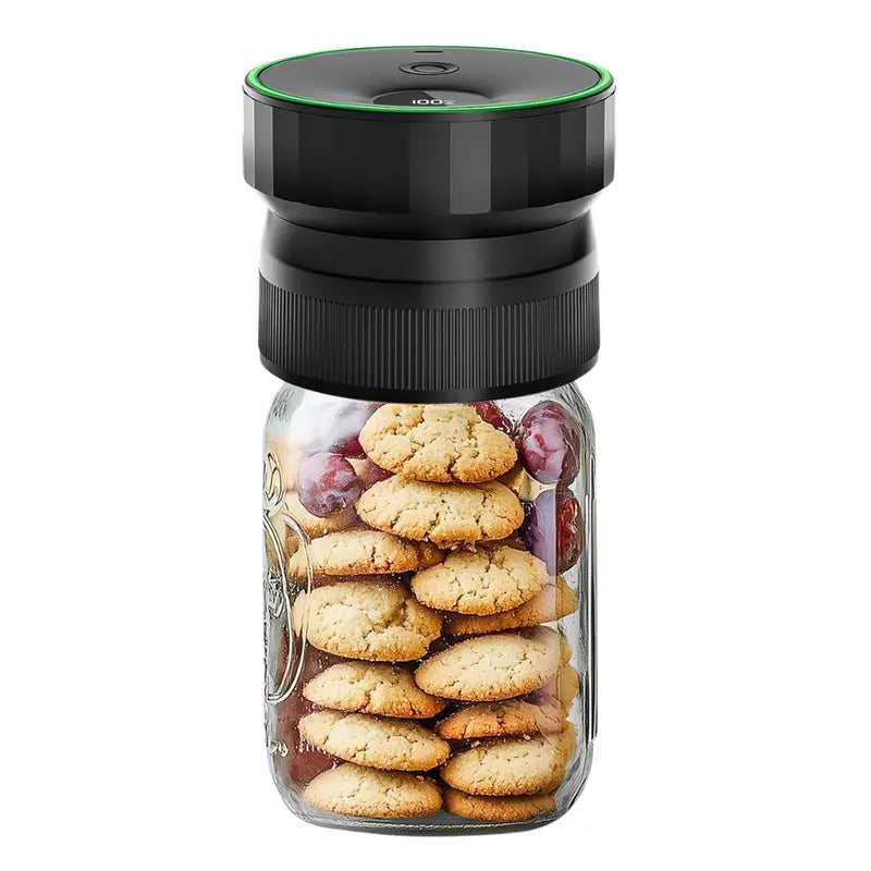 Mason Jar Vacuum Sealer – Compatible with Regular & Wide-Mouth Jars, Cordless Operation