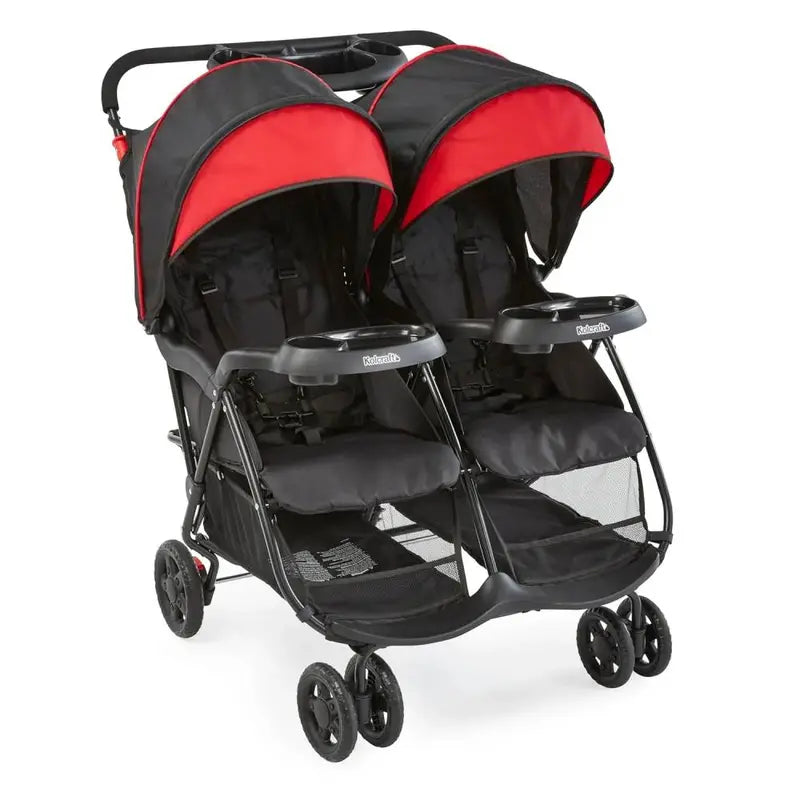Kolcraft Side-by-Side Double Stroller – Ultra-Lightweight, Dual-Reclining Infant & Toddler Carrier