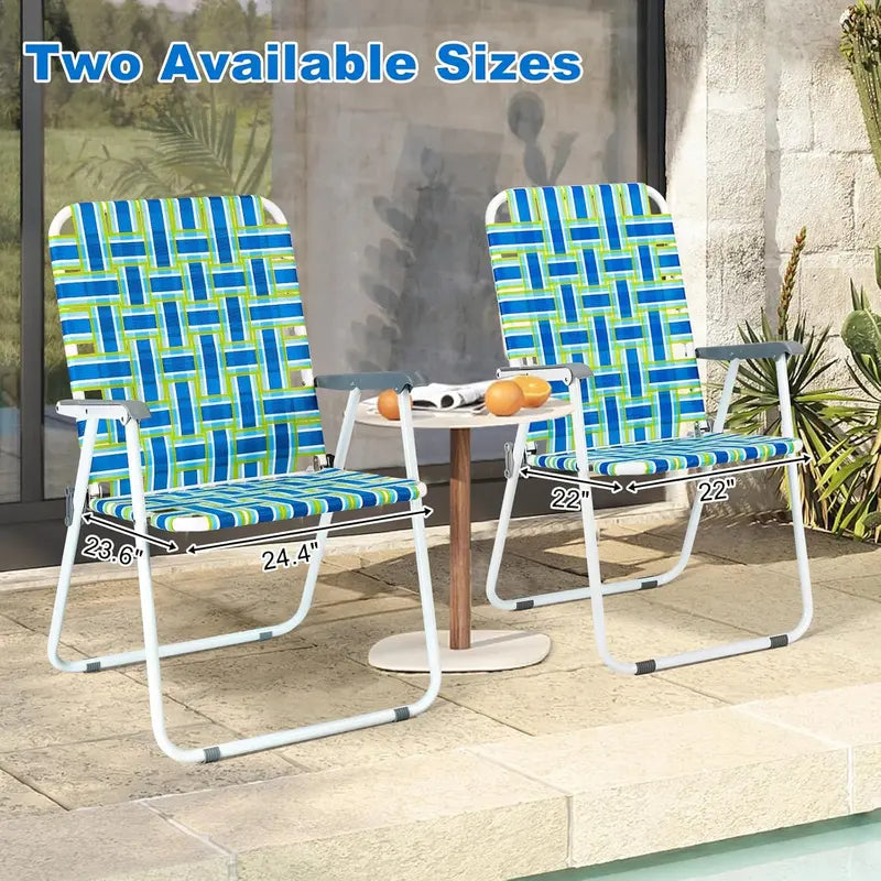 VINGLI Foldable Webbed Lawn Chairs — Pair of Lightweight, Portable Beach & Patio Seating Units