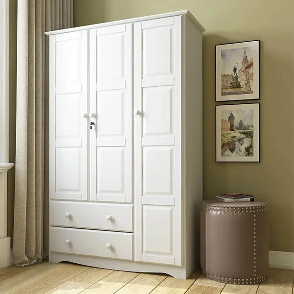 Solid Wood Grand Armoire in Mocha Finish  Full-Size Wardrobe