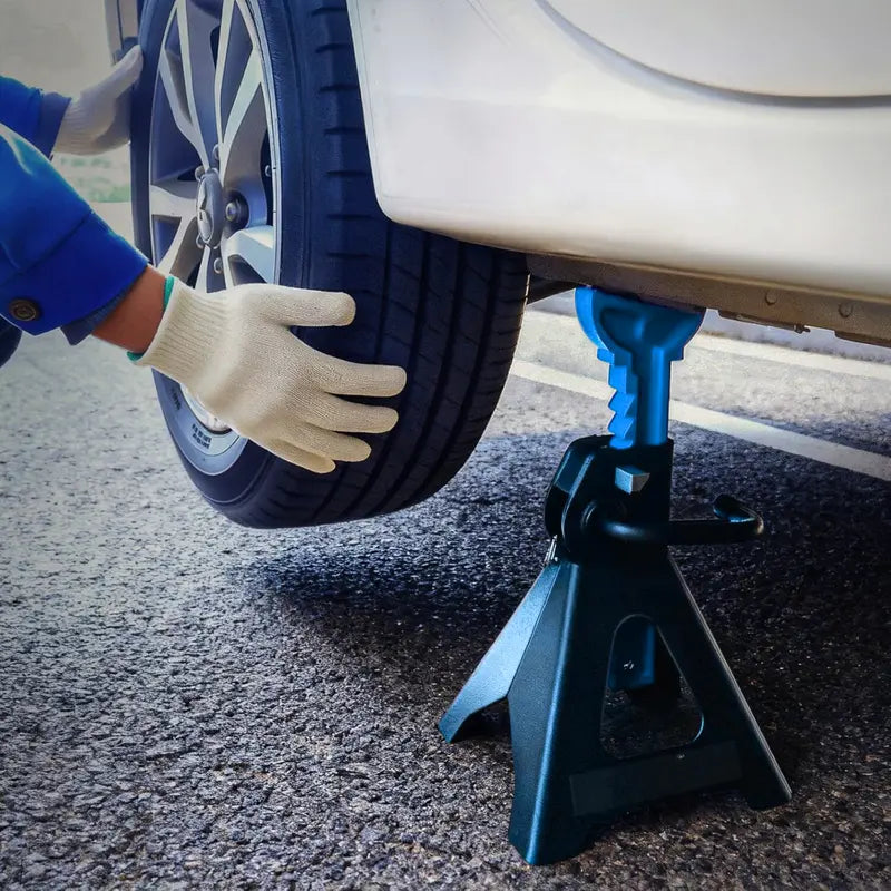 Heavy-Duty 3-Ton Extra-Height Ratcheting Jack Stands – Adjustable Pair (13.4″ to 21.1″)