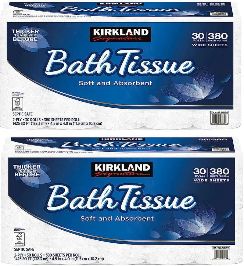 Kirkland Signature 2-Ply Bath Tissue, 425 Sheets per Roll, 30 Rolls, Bulk Sustainable Paper