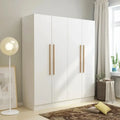 Modern Freestanding Solid Wood Wardrobe Closet with Interior Shelving and Organized Storage