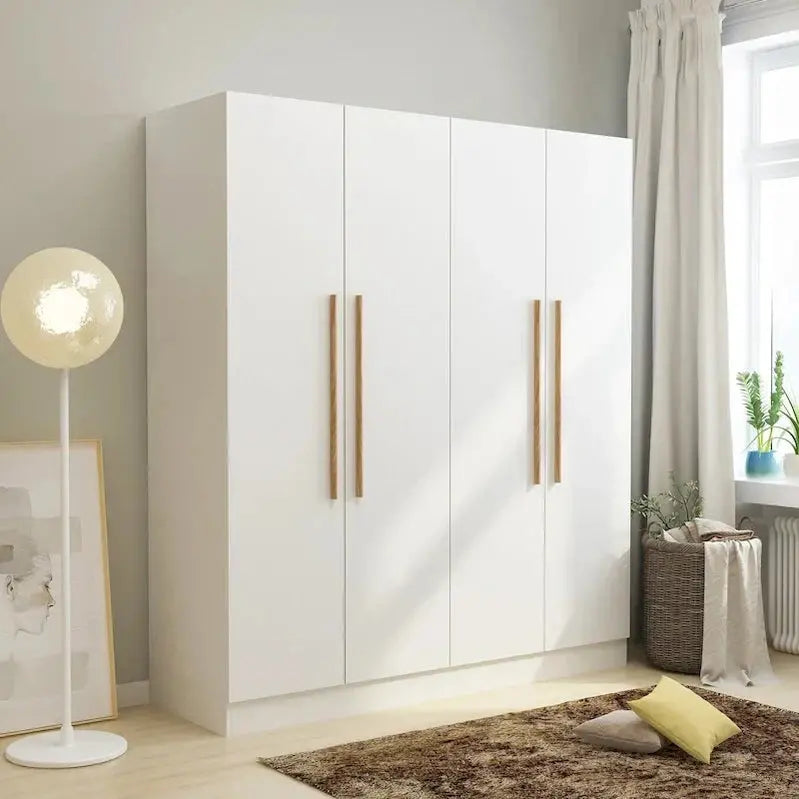 Modern Freestanding Solid Wood Wardrobe Closet with Interior Shelving and Organized Storage