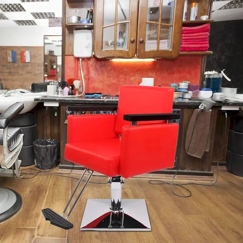 Hydraulic Barber Chair for Salon Use – Adjustable Styling Station with Footrest