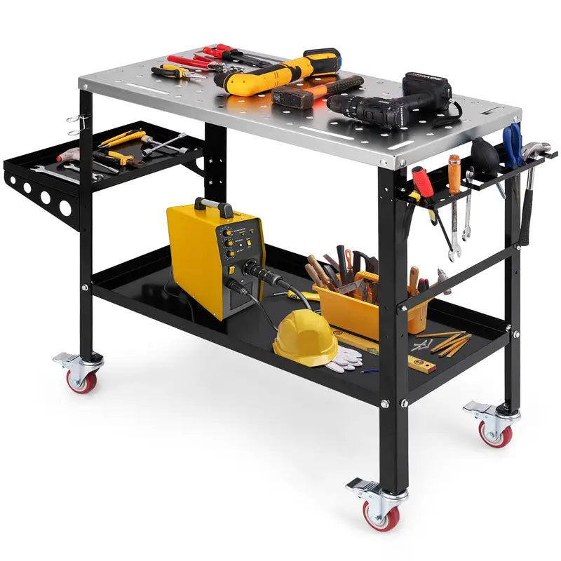 GoPlus 36×18-Inch Mobile Welding Table with 1200-Lb Capacity, Tool Rack & Tray
