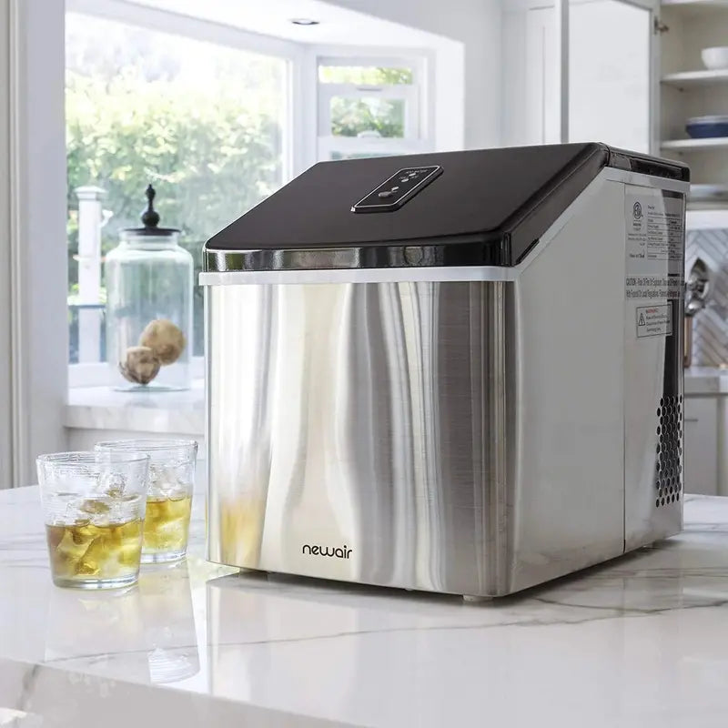 NewAir Stainless Steel Clear Ice Maker – 40 lbs/Day Portable Countertop Unit