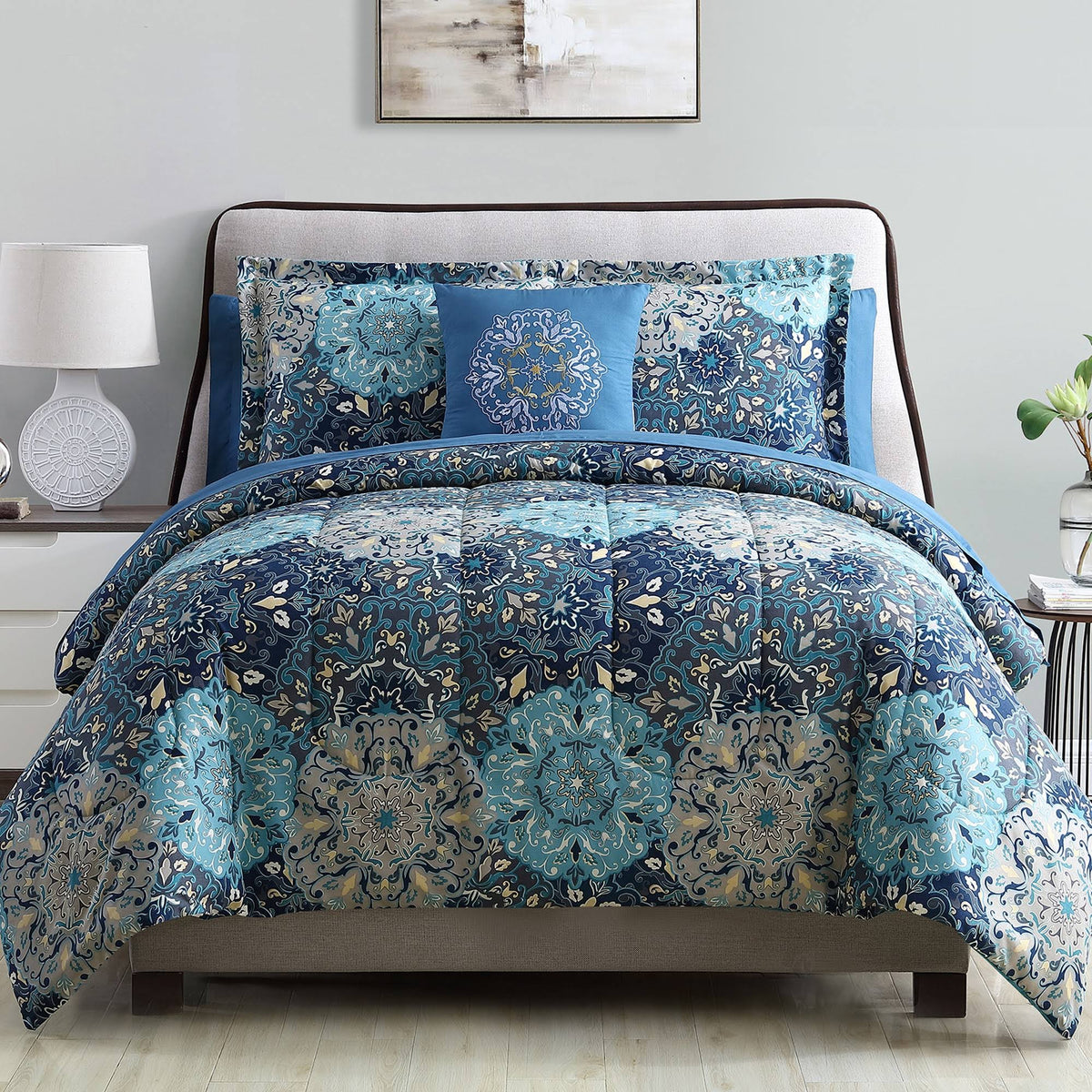 6 Piece Printed Reversible Complete Bed Set Granada - Twin