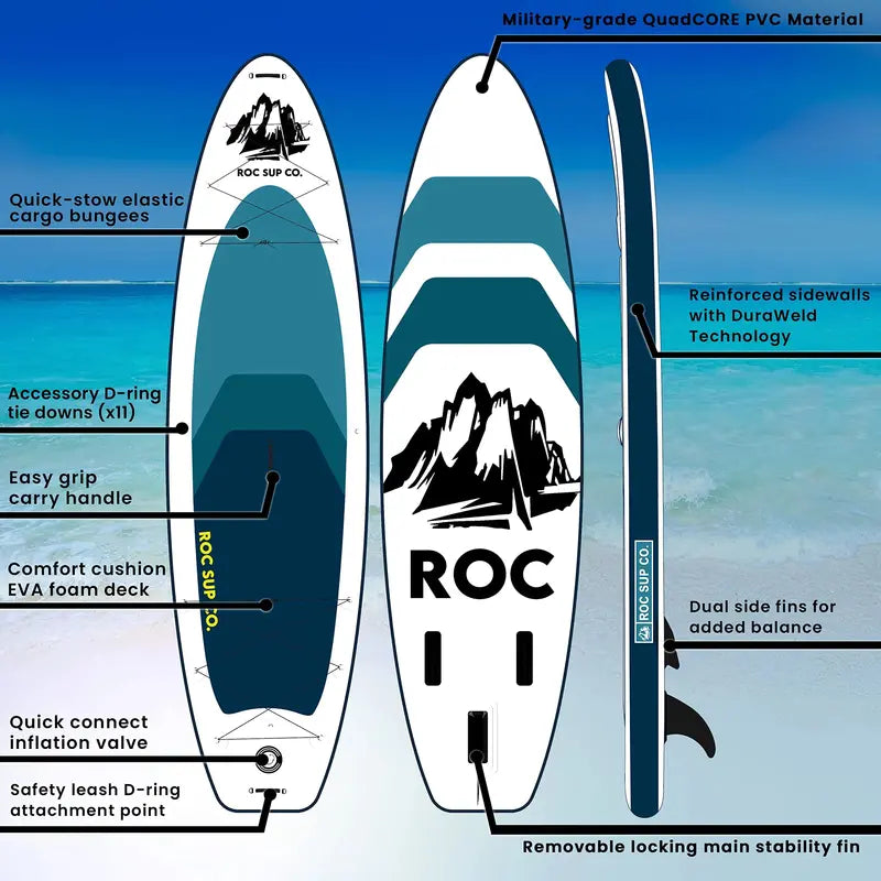 Roc 10'6″ Inflatable Stand-Up Paddle Board – Stable, Lightweight SUP for All Skill Levels