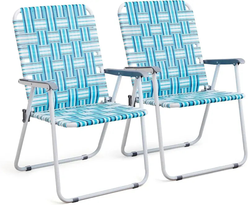 VINGLI Foldable Webbed Lawn Chairs — Pair of Lightweight, Portable Beach & Patio Seating Units
