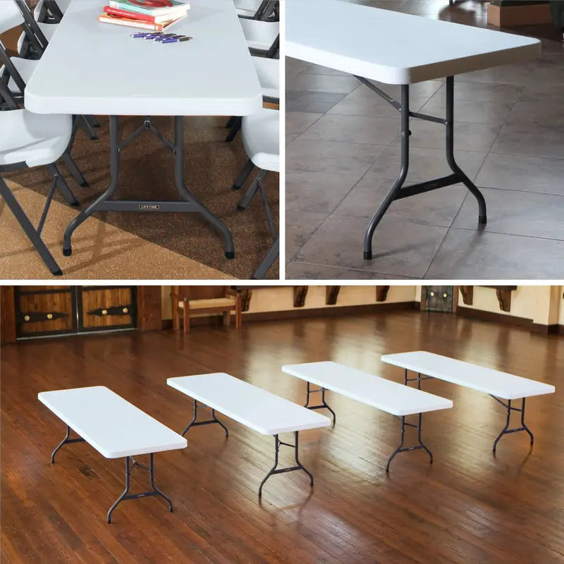 Lifetime 8-Foot Commercial Folding Table – White Granite Finish (Model 22980)