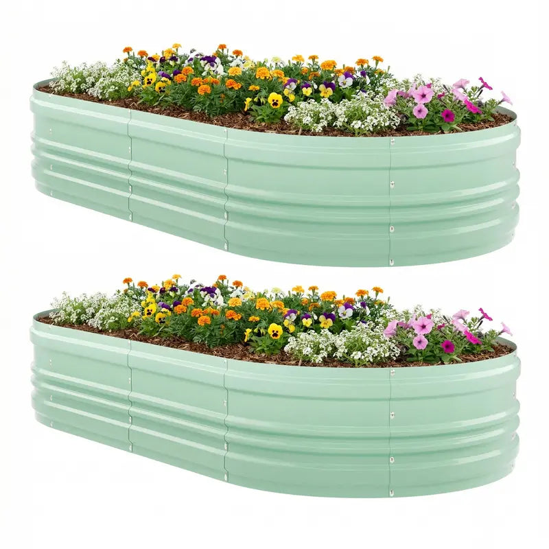 WORKPRO Twin Galvanized Raised Garden Beds – 8′ x 4′ x 1′, Easy-Assembly Outdoor Planters