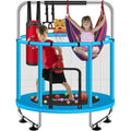 ZCMHAXJ Kids' Trampoline with Adjustable Gymnastics Bar & 7 Interactive Accessories