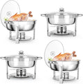Stainless Steel Chafing Dish Set  4-Pack 5-Quart Round Buffet Serving System for Events & Catering