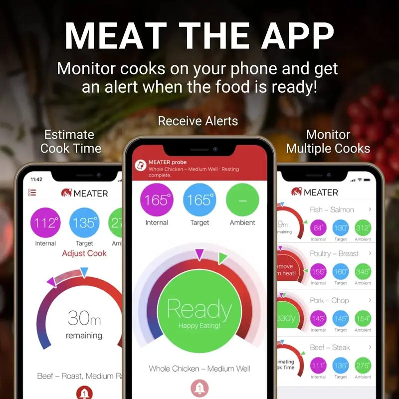 MEATER Plus Smart Meat Thermometer – Dual-Sensor Bluetooth Device, 165-Foot Range, Oven-to-Grill Ready