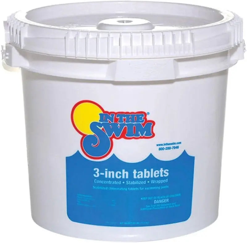 In The Swim 3″ Tri-Chlor Stabilized Tablets — 90% Available Chlorine, Individually Wrapped, Slow-Release Formula — 50 lb