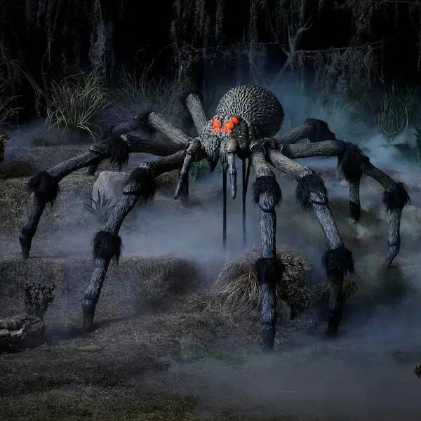 Giant-Sized Realistic Spider Decoration – Posable Legs & Glowing Eyes