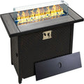 Walsunny 45  Propane Fire Pit Table 50,000 BTU Steel Gas Fire Pit with Lid and Lava Rock Rectangular