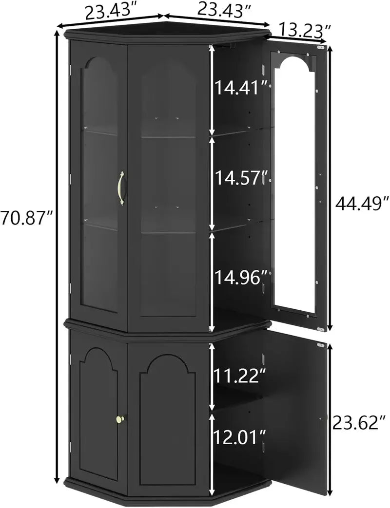 Modern Corner Wine Storage Cabinet – Tall LED-Lit Design for Home Bars and Dedicated Cellars