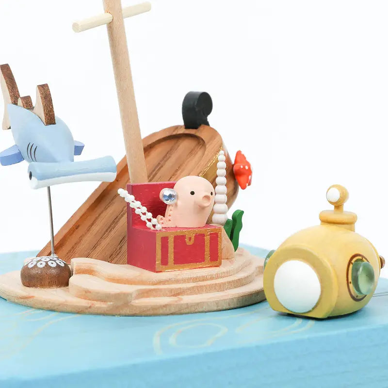 Treasure Hunt Wooden Music Box  Handcrafted Melodic Keepsake with Decorative Design