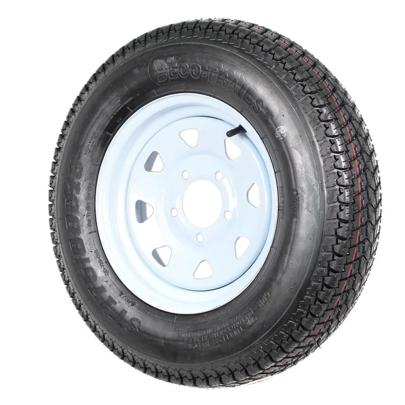 Two ST175/80D13 Trailer Tires with 13-Inch White-Spoked Wheels (Load Range C)
