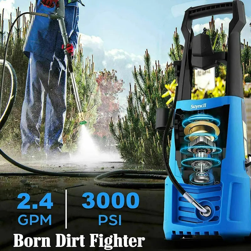 Suyncll 3000 PSI Electric Pressure Washer  2.4 GPM Heavy-Duty Cleaning System