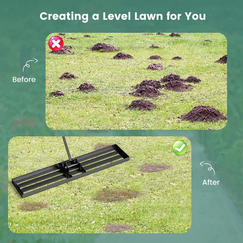Heavy-Duty Lawn Leveling Rake – 46-Inch Wide Ergonomic Tool for Grading Soil and Preparing Seed Beds