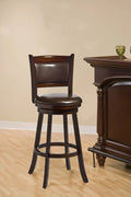 Hillsdale Furniture Dennery Wood Bar Height Swivel Stool, Cherry with Brown Vinyl