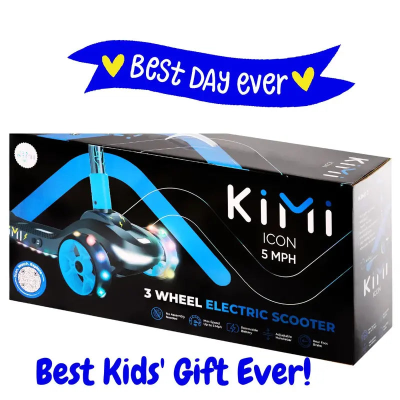 KIMI 3-Wheel Kids' Electric Scooter – Adjustable Handle, LED Lights, 10-Mile Range, TSA-Friendly