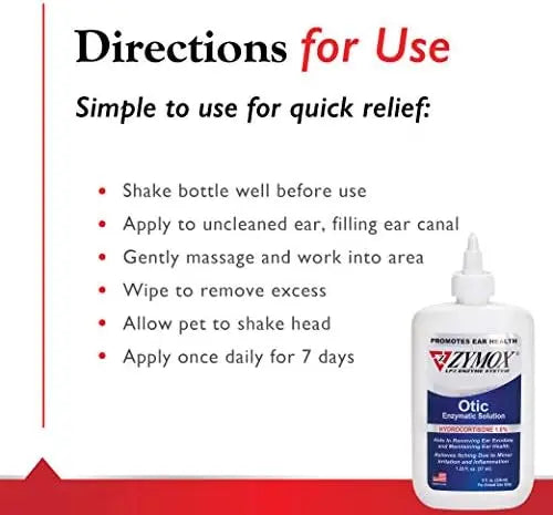Zymox 1% Hydrocortisone Otic Solution for Dogs & Cats – 8oz Ear Infection Relief