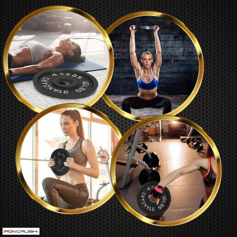 Iron Crush 45LB Olympic Weight Plates – Cast Iron, Hammertone Finish, Easy Grip, 2 Pack