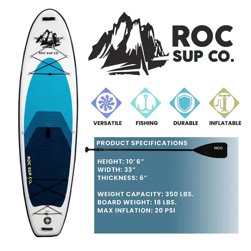 Roc 10'6″ Inflatable Stand-Up Paddle Board – Stable, Lightweight SUP for All Skill Levels