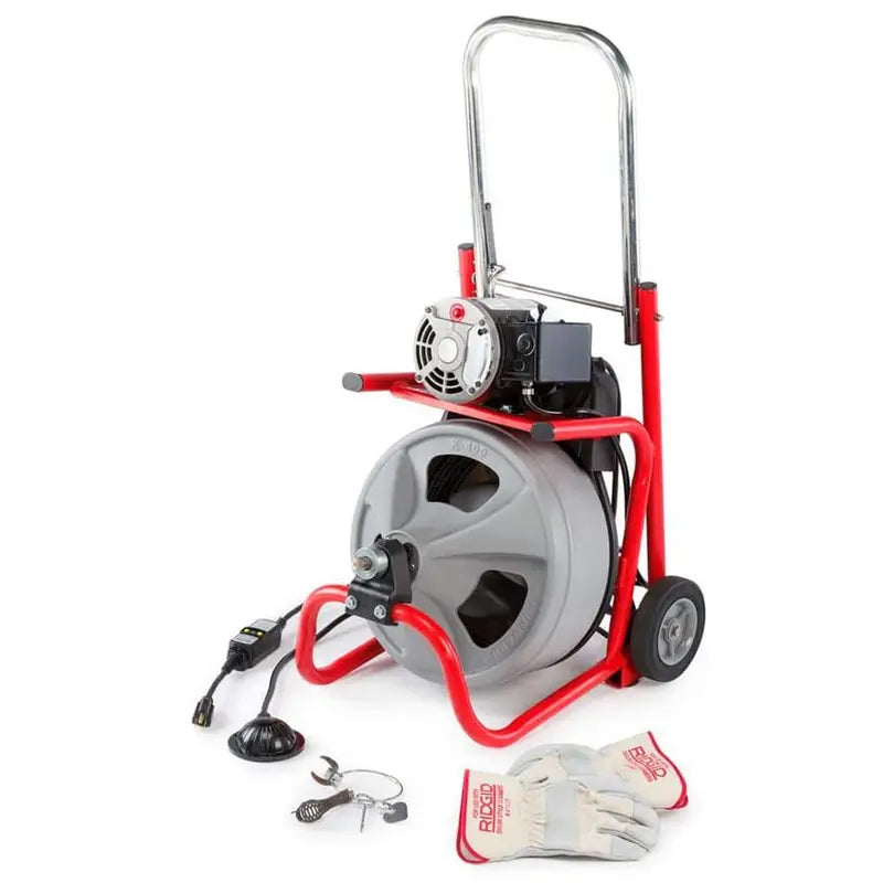 K-400 Drain Auger – 120V Electric Snake with 75-Foot Cable, C-32IW Drum Machine & 4-Piece Tool Kit
