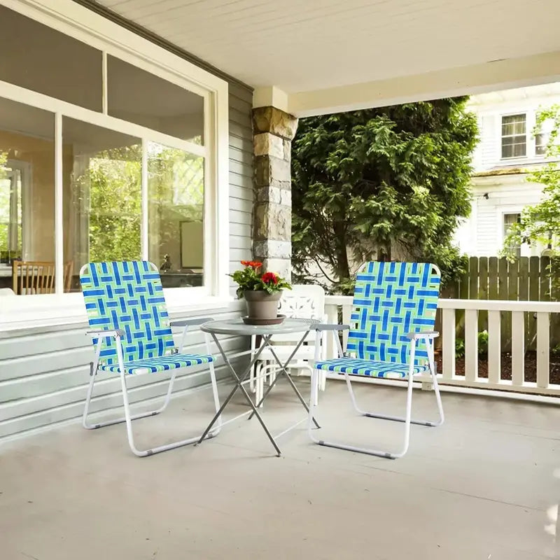 VINGLI Foldable Webbed Lawn Chairs — Pair of Lightweight, Portable Beach & Patio Seating Units