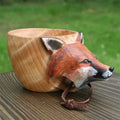 Hand-Carved Wooden Animal Head Mug – Artisanal Drinkware Accent