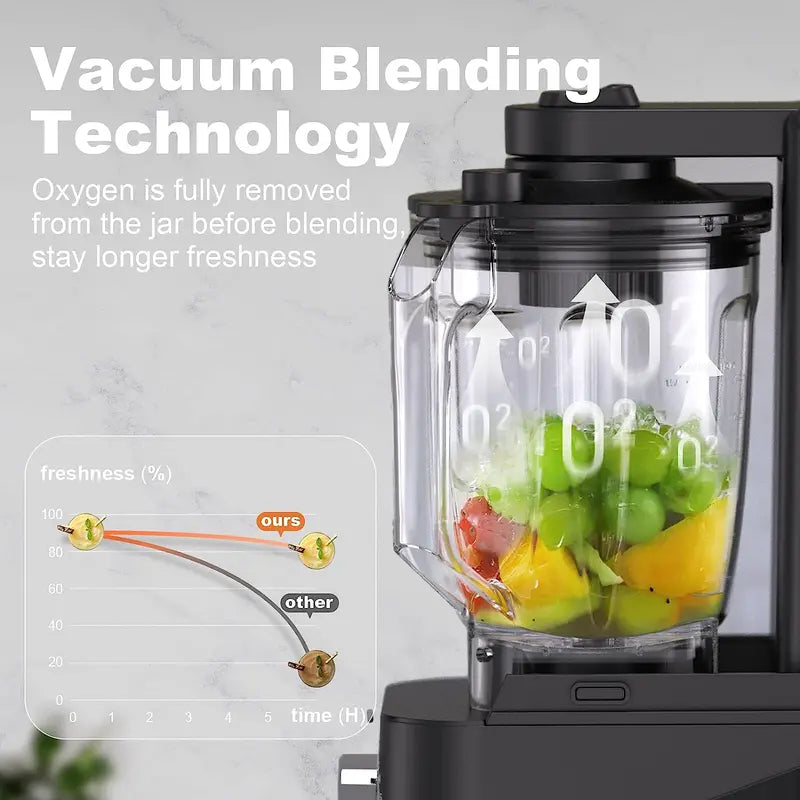Kitchen Quiet Vacuum Blender – 1500W Commercial-Grade Smoothie Maker with 56-Oz BPA-Free Container
