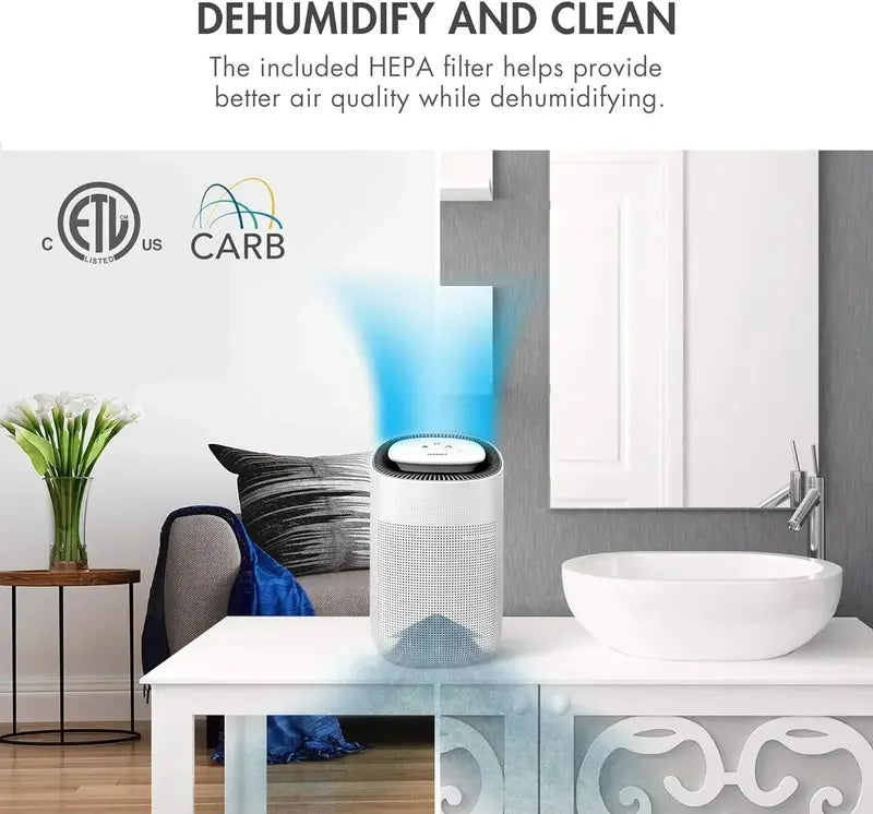 Sorbi 1000ml Rechargeable Desiccant Dehumidifier  HEPA Air Purifier with Touch Controls and Variable Fan Speed