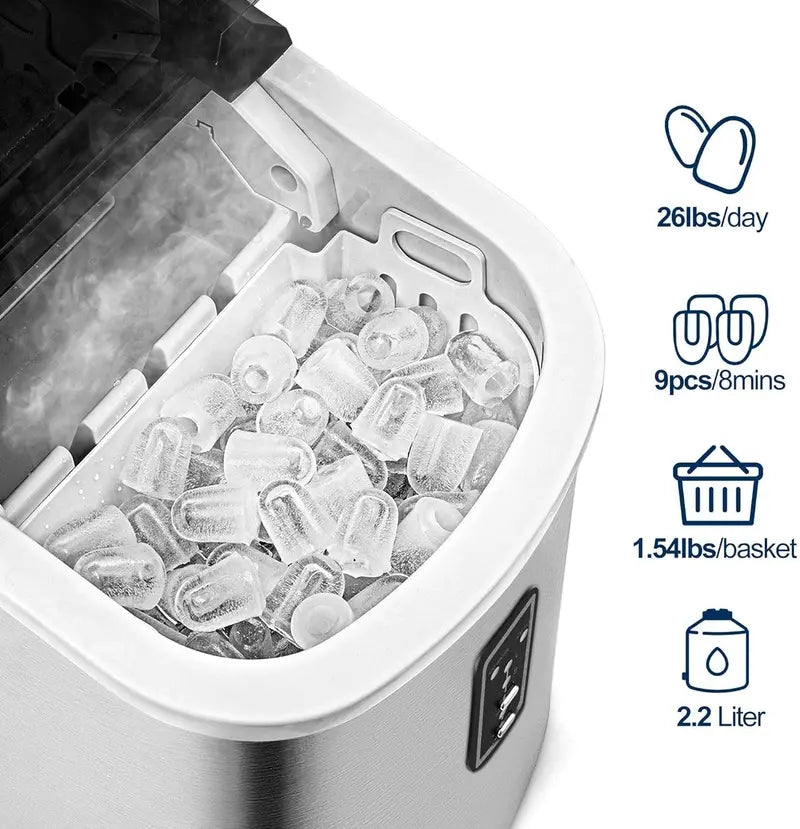 EUHOMY Nugget Ice Machine — 34 lbs/Day Portable Countertop Model with Removable Lid