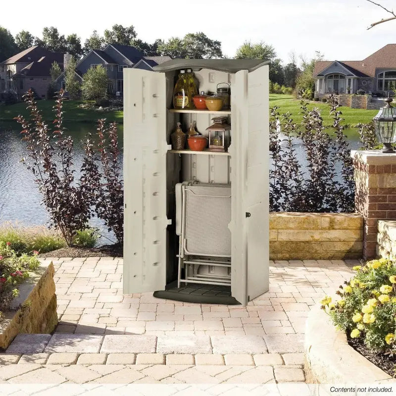 Rubbermaid Vertical Outdoor Storage Shed – Weatherproof Resin Design for Compact Spaces